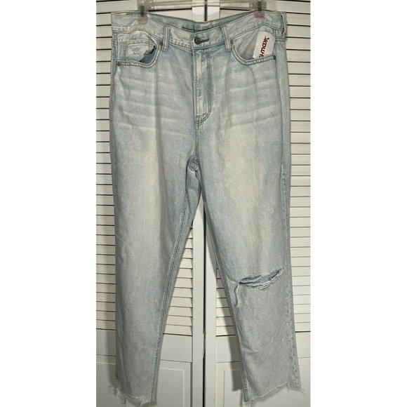 American Eagle Light Straight Denim Jeans Distressed Size 12 NEW 100% Cotton - Picture 2 of 8